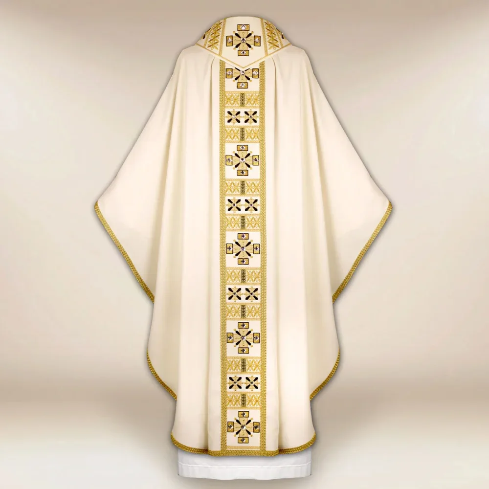 Casula liturgica ecru ricamata