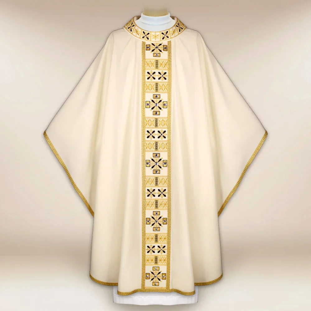 Casula liturgica ecru ricamata