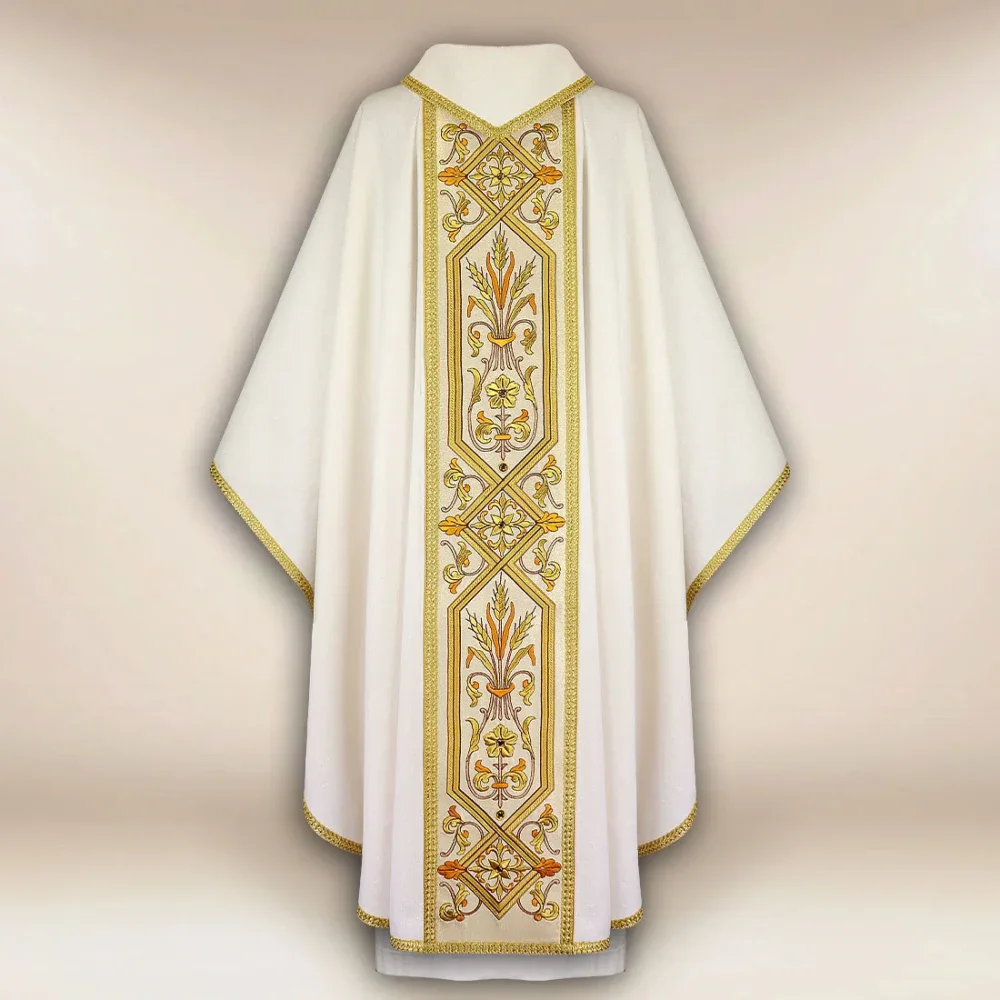 Casula ecru ricamata con pasem