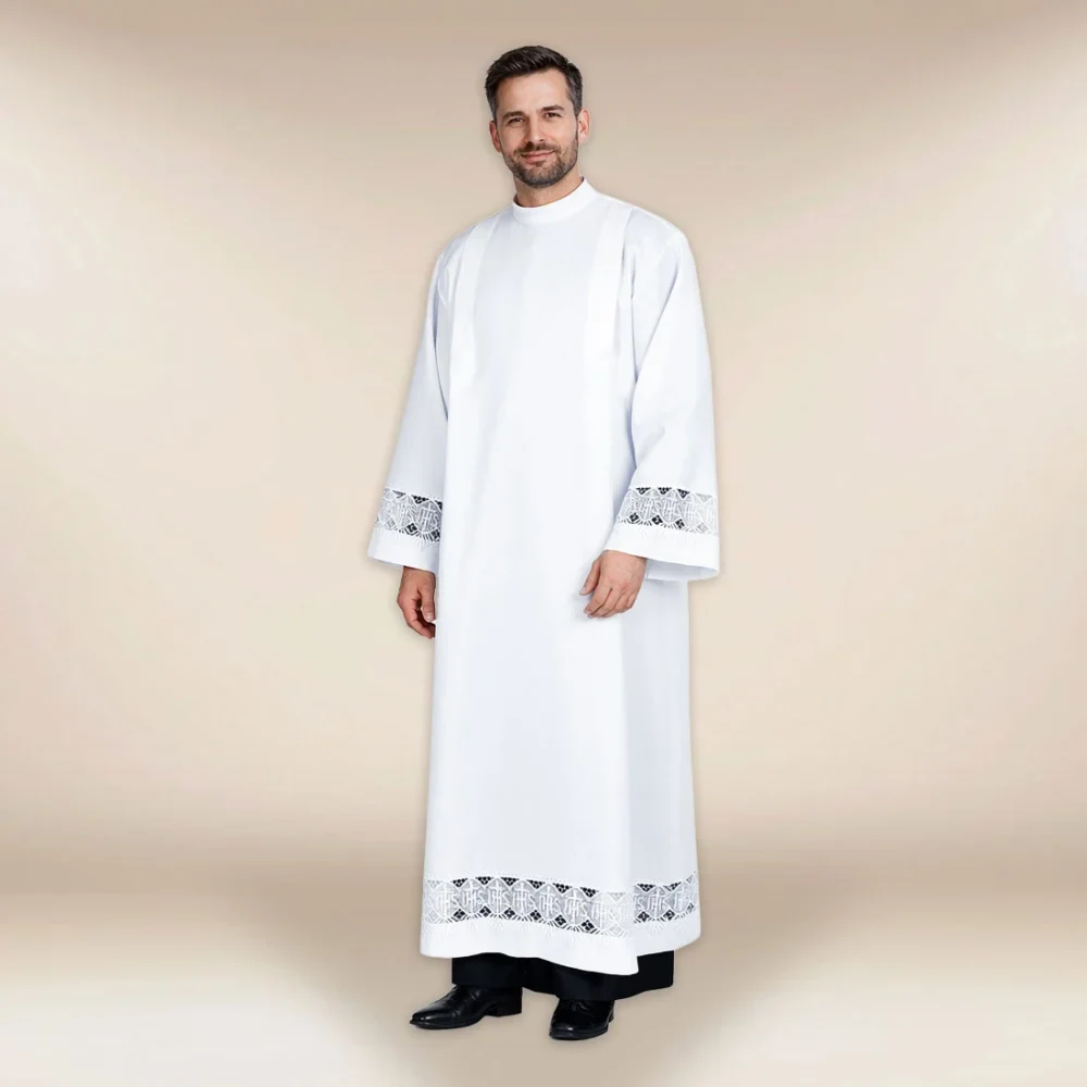 Camice Liturgico con guipure IHS 176 cm