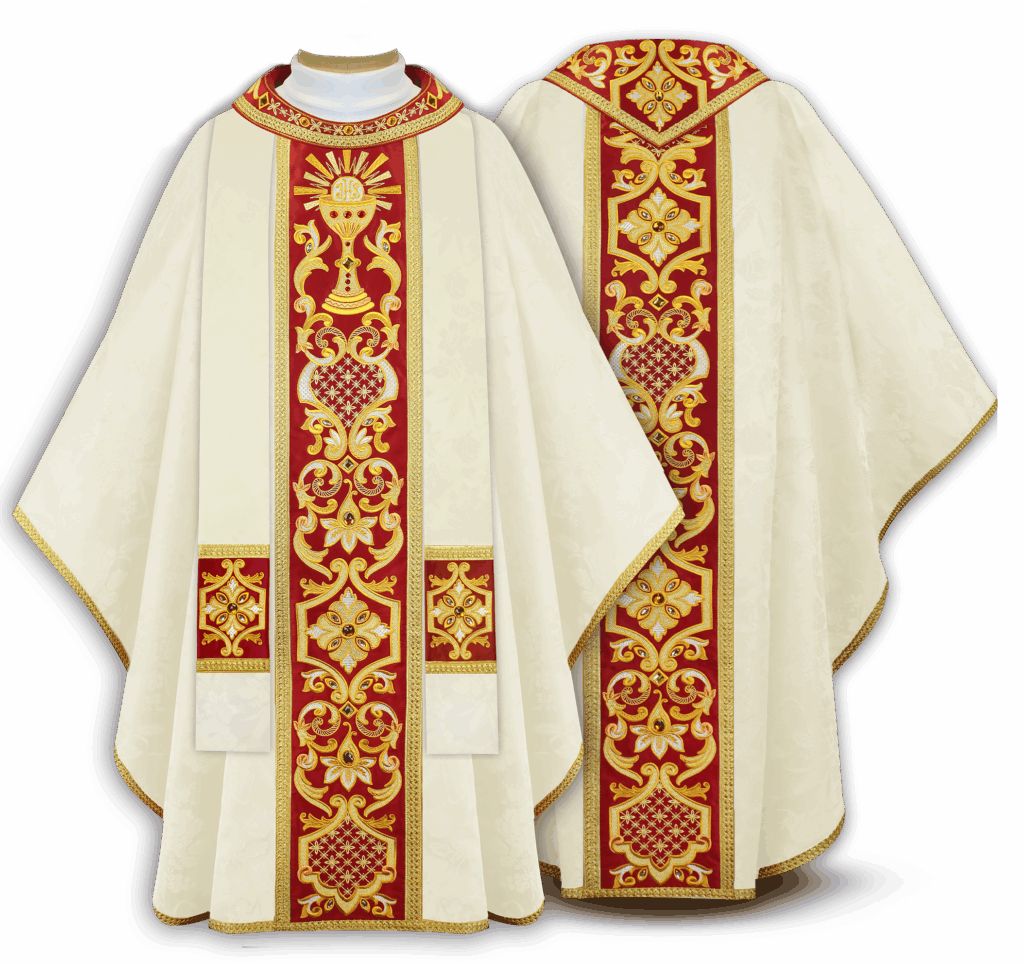 ornat eucharystyczny haftowany z symbolem kielicha