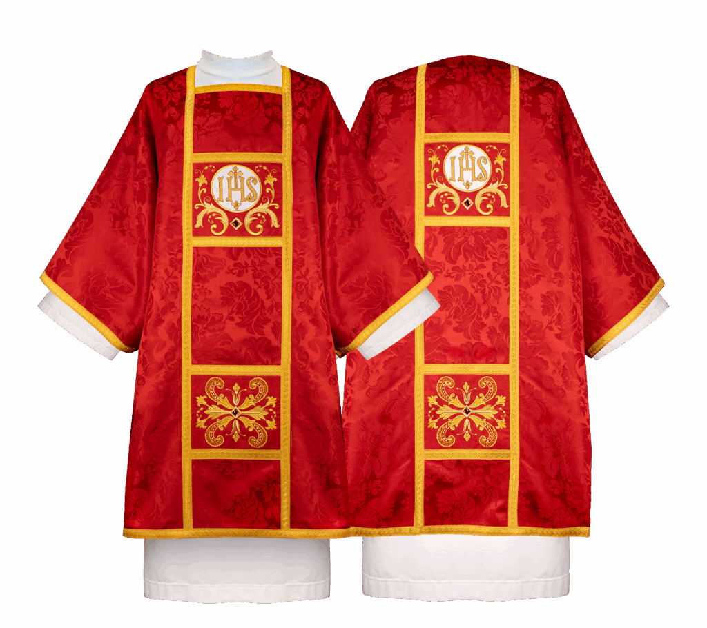 dalmatyka haftowana Ignis Sanctus czerwona