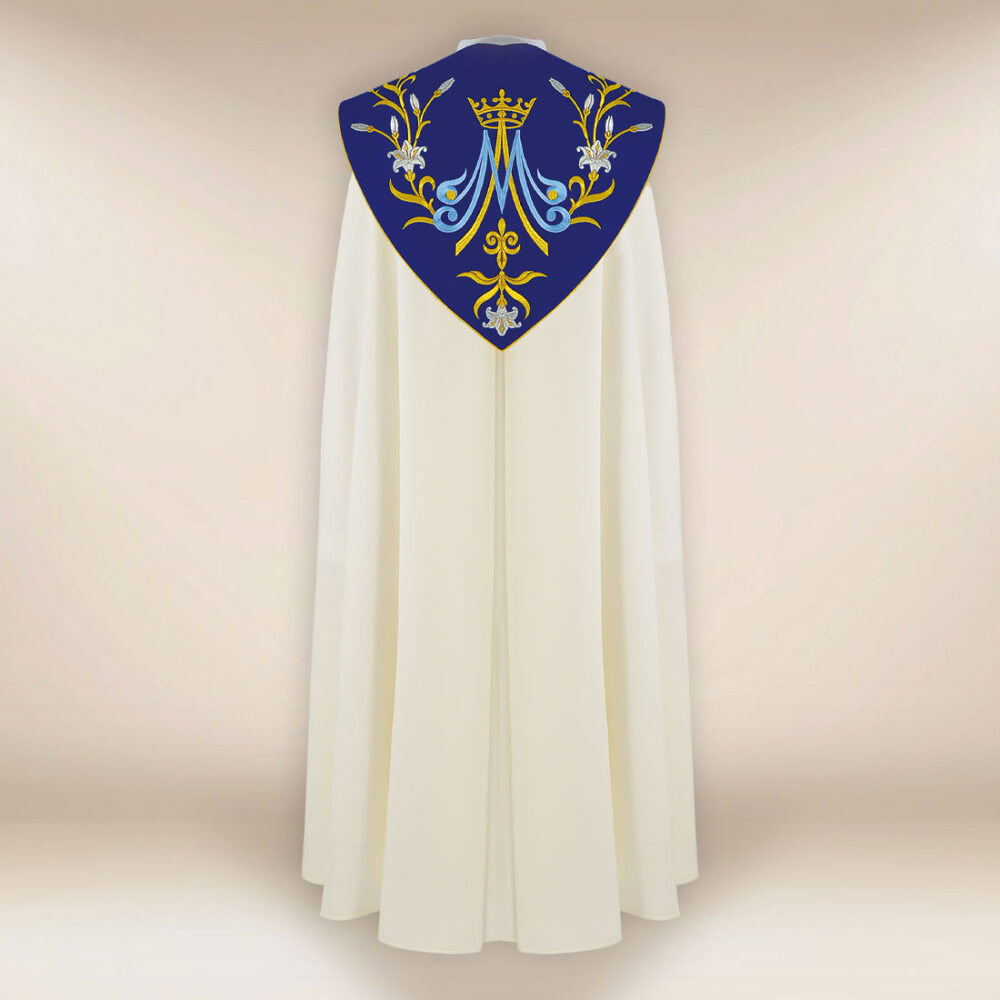 Piviale ricamato con motivo mariano