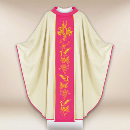 Casula con fascia ricamata rosa