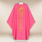 Casula ricamata liturgica rosa