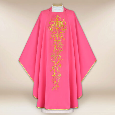 Casula ricamata liturgica rosa