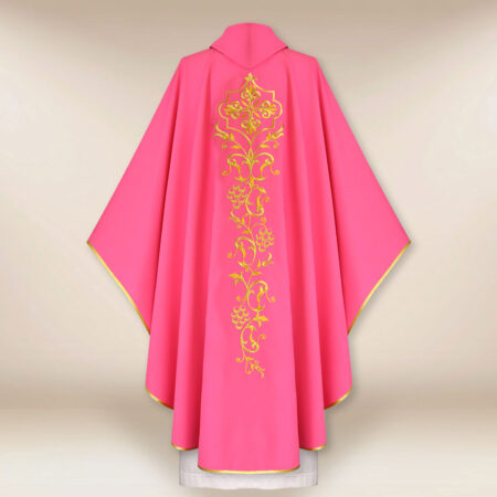 Casula ricamata liturgica rosa