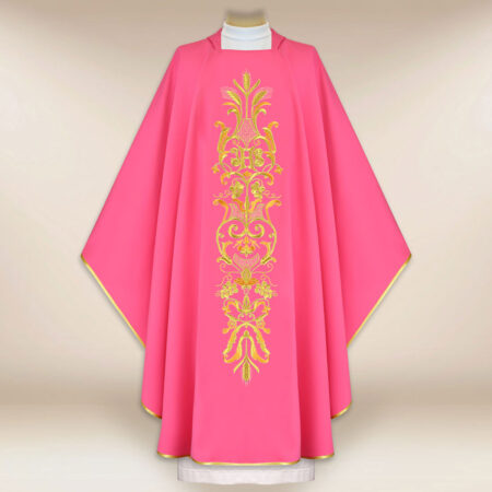 Casula ricamata liturgica rosa