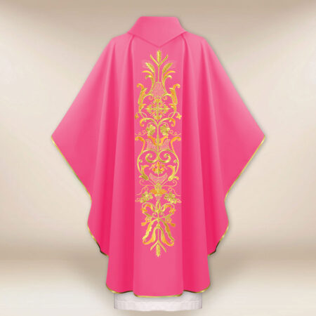 Casula ricamata liturgica rosa