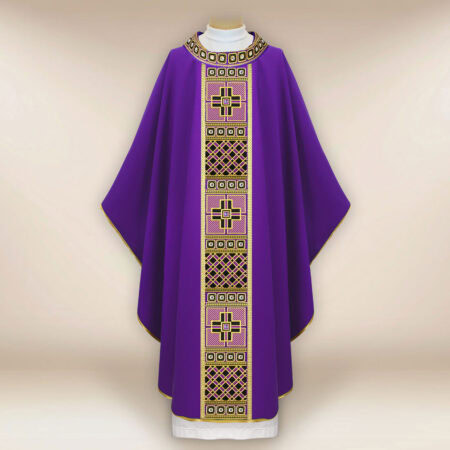 Casula liturgica viola ricamata