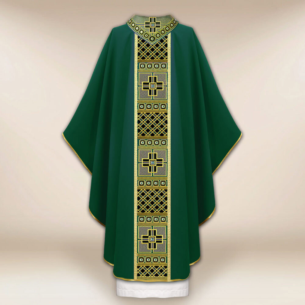 Casula liturgica verde ricamata