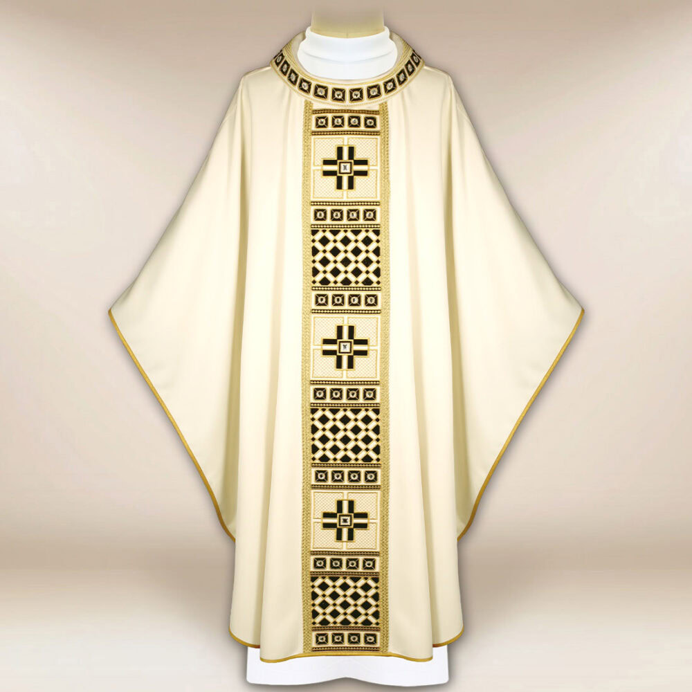 Casula liturgica ecru ricamata