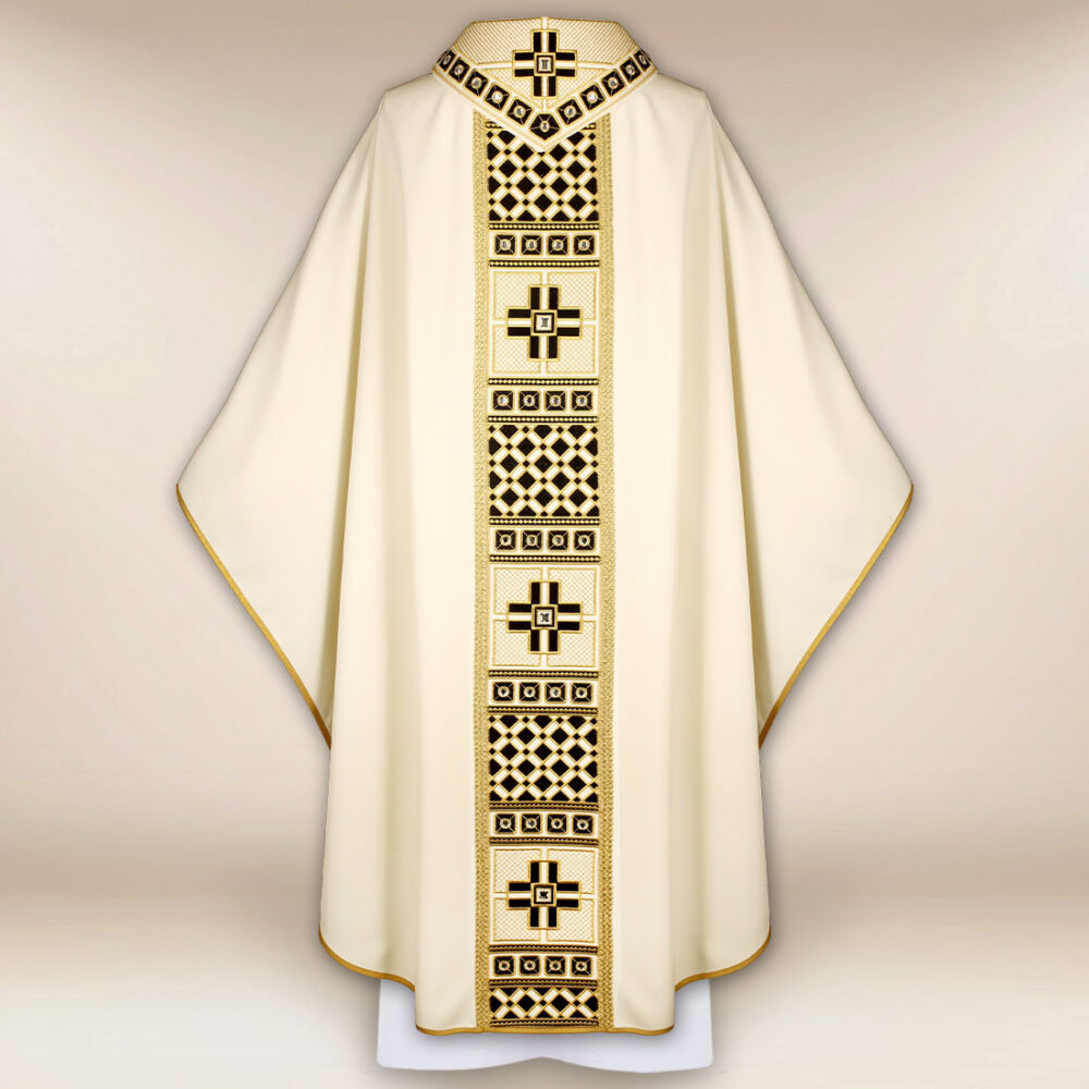 Casula liturgica ecru ricamata