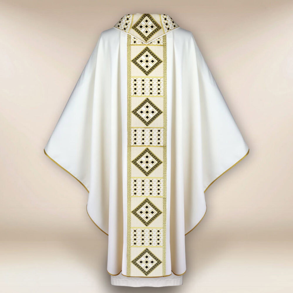 Casula liturgica ecru ricamata