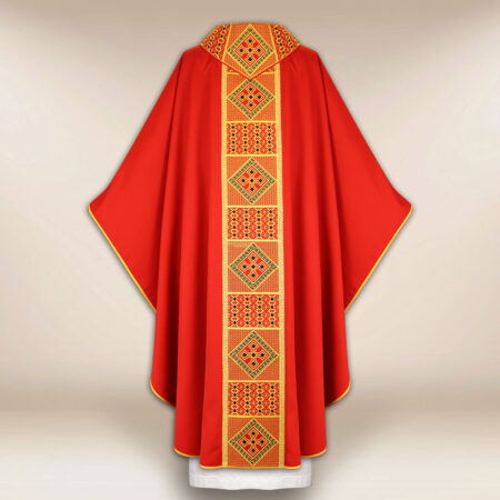 Paramento liturgico rosso ricamato