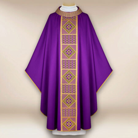 Casula liturgica viola ricamata