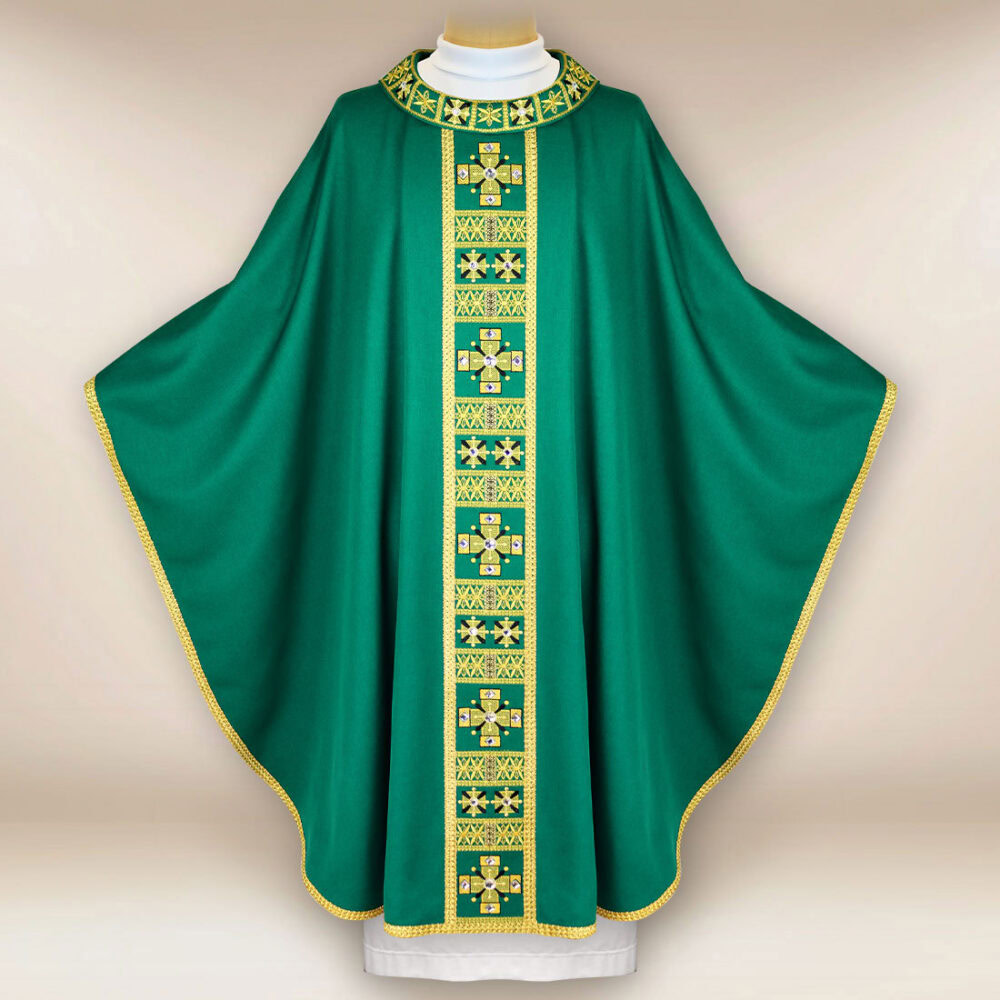 Paramento liturgico verde ricamato