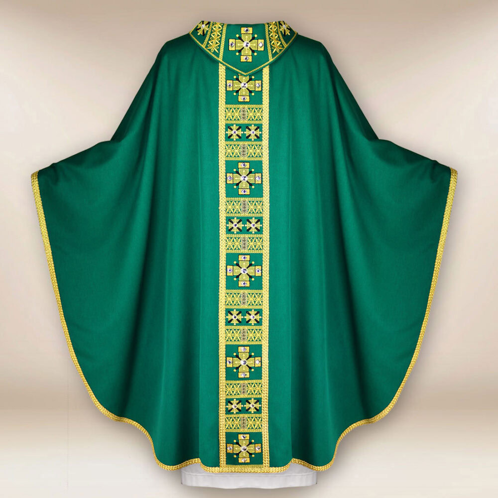 Paramento liturgico verde ricamato