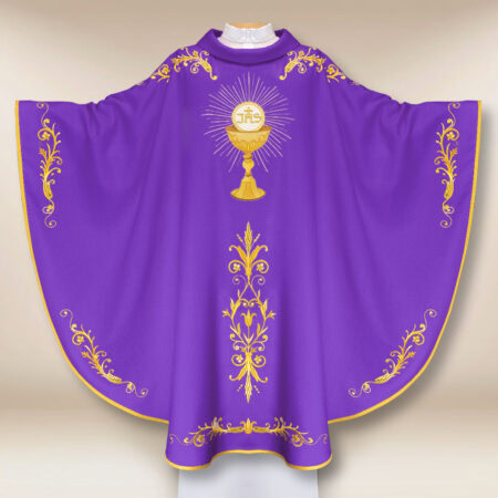 Casula ricamata viola con calice