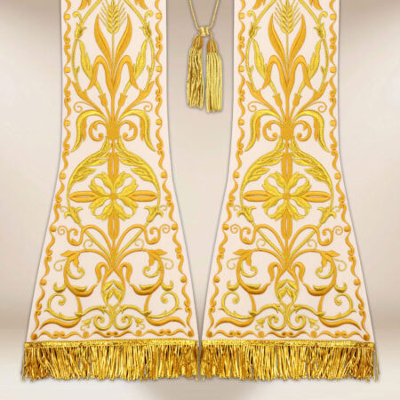 Stola ricamata romana Calice ecru