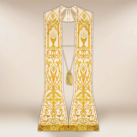 Stola ricamata romana Calice ecru