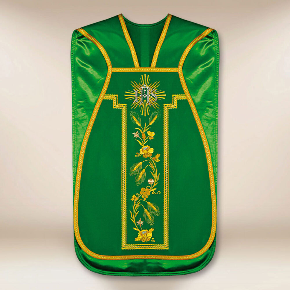 Casula ricamata romana IHS verde