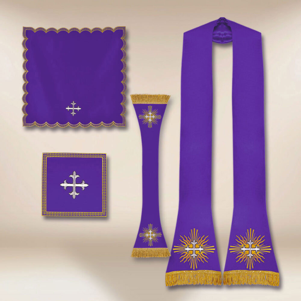 Paramento ricamato romano IHS viola