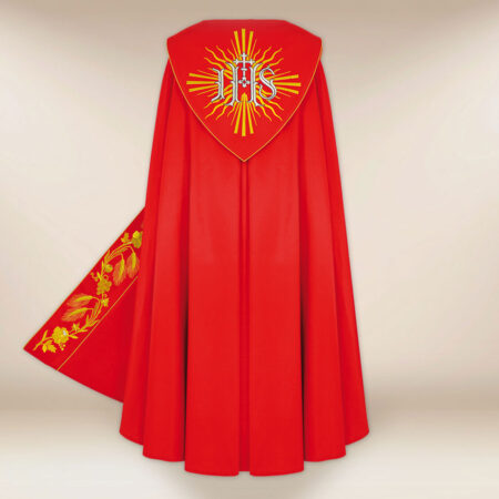 Piviale ricamato IHS rosso