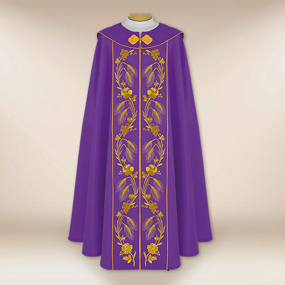 Piviale ricamato IHS viola