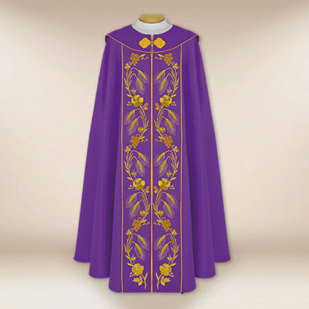 Piviale ricamato IHS viola