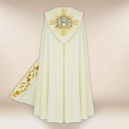 Piviale ricamato IHS ecru