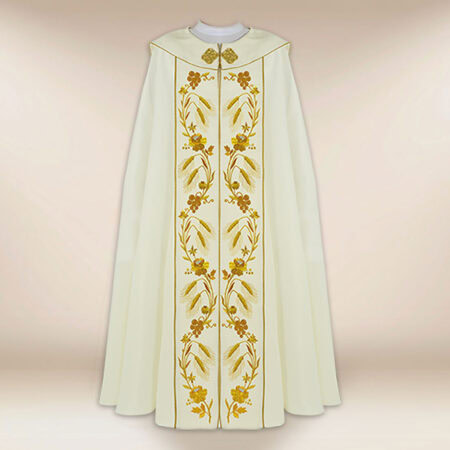 Piviale ricamato IHS ecru