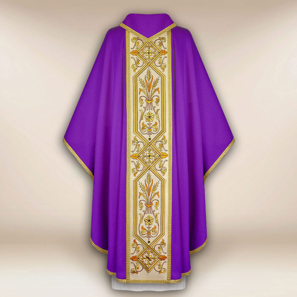 Casula viola ricamata con cintura