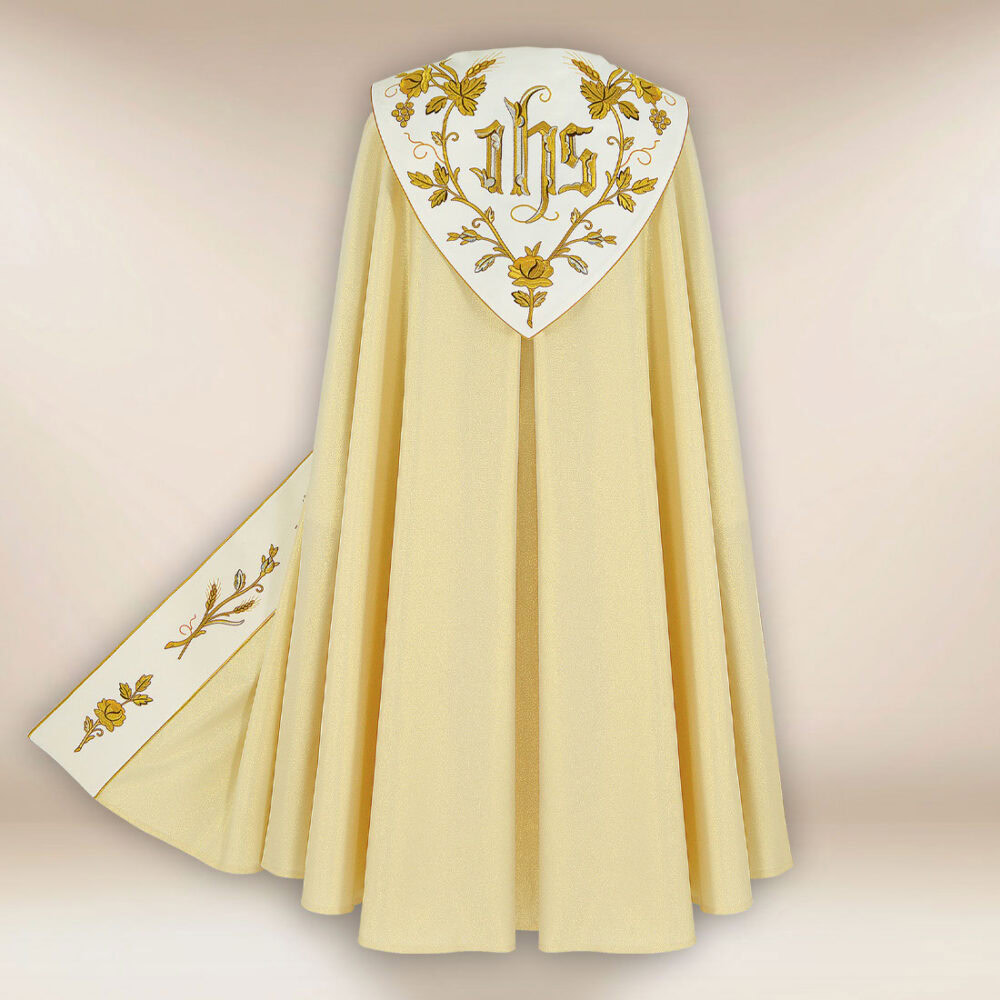 Piviale liturgico ricamato con IHS