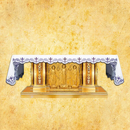 Tovaglia ricamata liturgica per la Quaresima 384x115cm