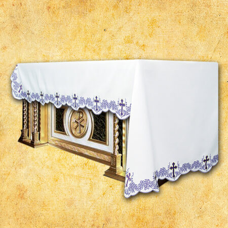 Tovaglia ricamata liturgica per la Quaresima 384x115cm