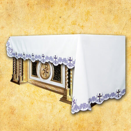 Tovaglia ricamata liturgica per la Quaresima 326x115cm