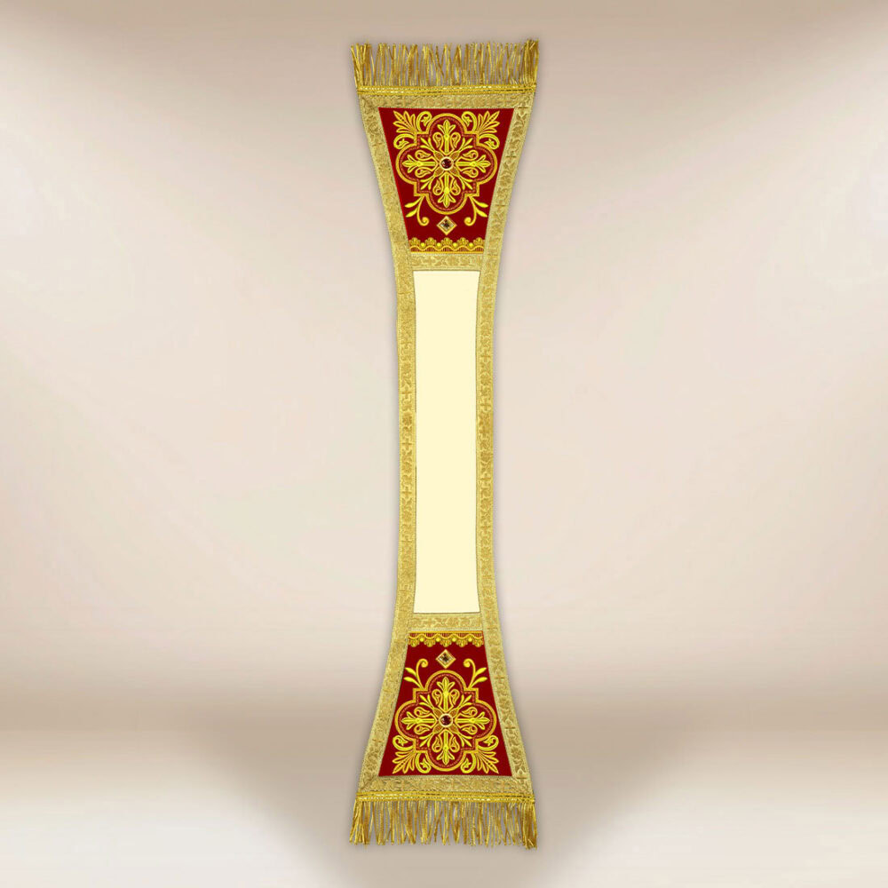 Manipolo ricamato bordò-ecru con croci