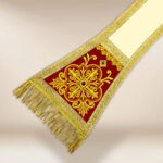 Manipolo ricamato bordò-ecru con croci