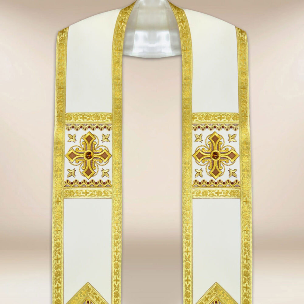 Stola romana ecru con croci