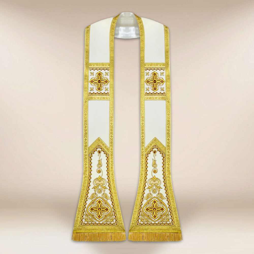 Stola romana ecru con croci