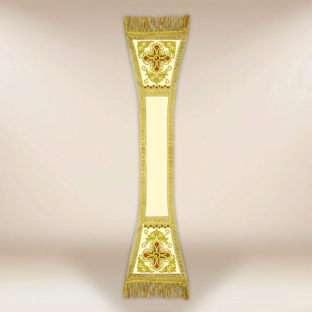 Manipolo ricamato ecru con croci