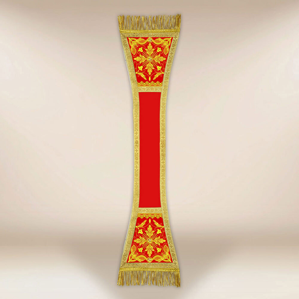 Manipolo liturgico rosso ricamato