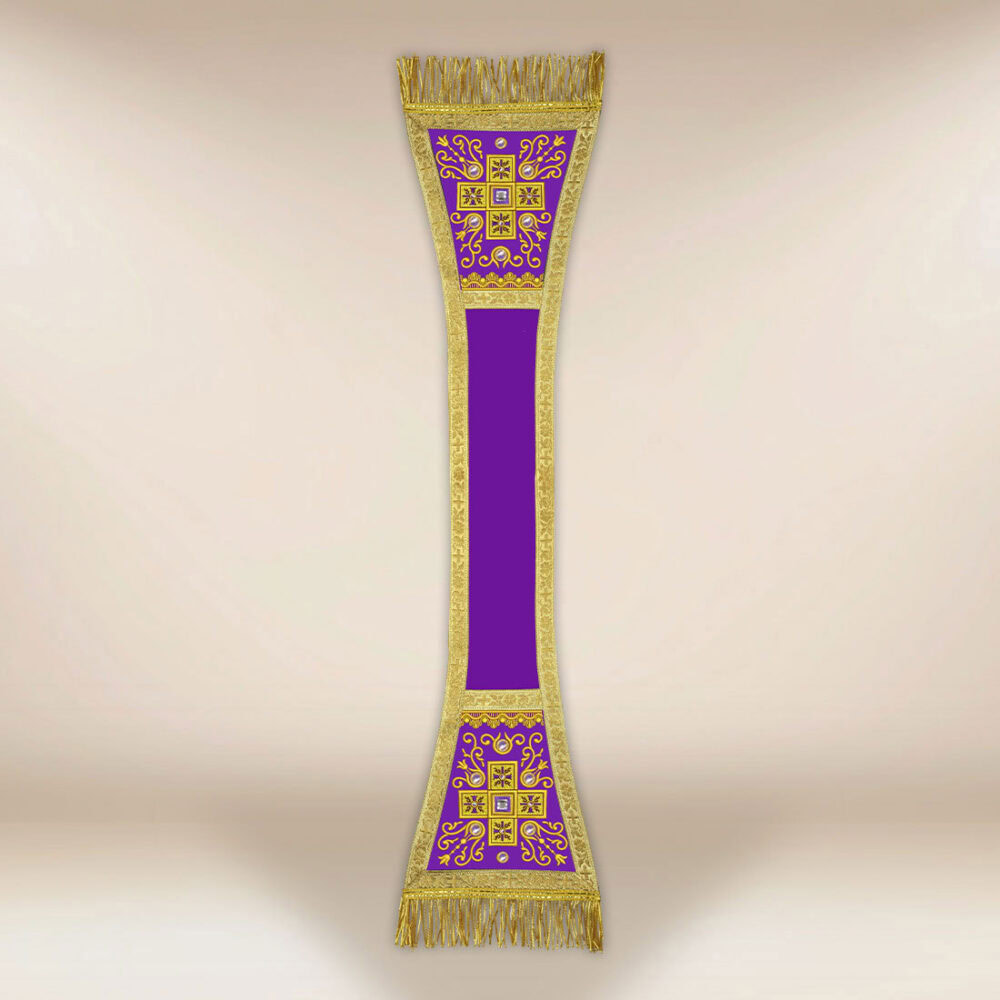 Manipolo liturgico viola ricamato