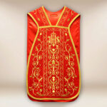 Casula romana ricamata in colore rosso