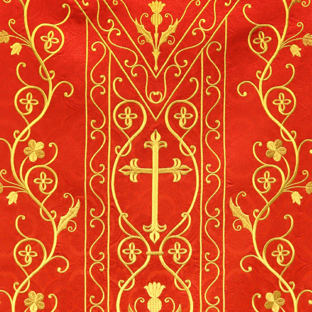 Casula romana ricamata in colore rosso