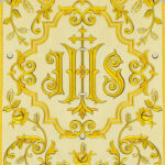 Paramento romano ricamato ecru con IHS