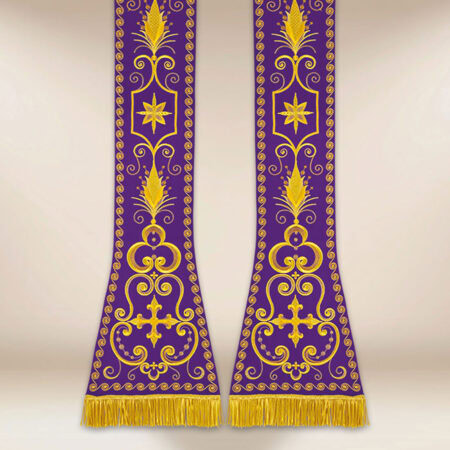 Stola ricamata romana viola