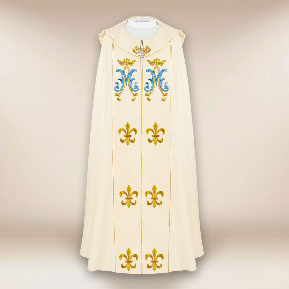 Piviale ricamato ecru mariano