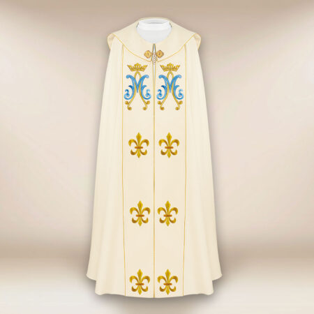 Piviale ricamato ecru mariano